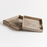 Design Shop Burma Rattan Ottoman Trays, Set Of 3