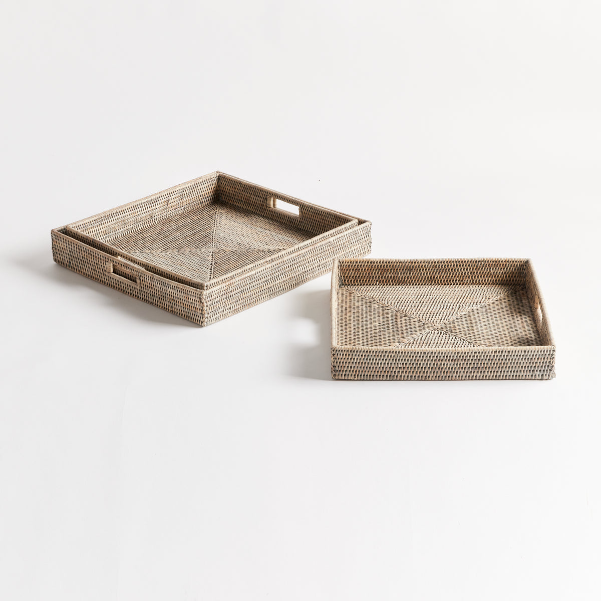 Design Shop Burma Rattan Ottoman Trays, Set Of 3