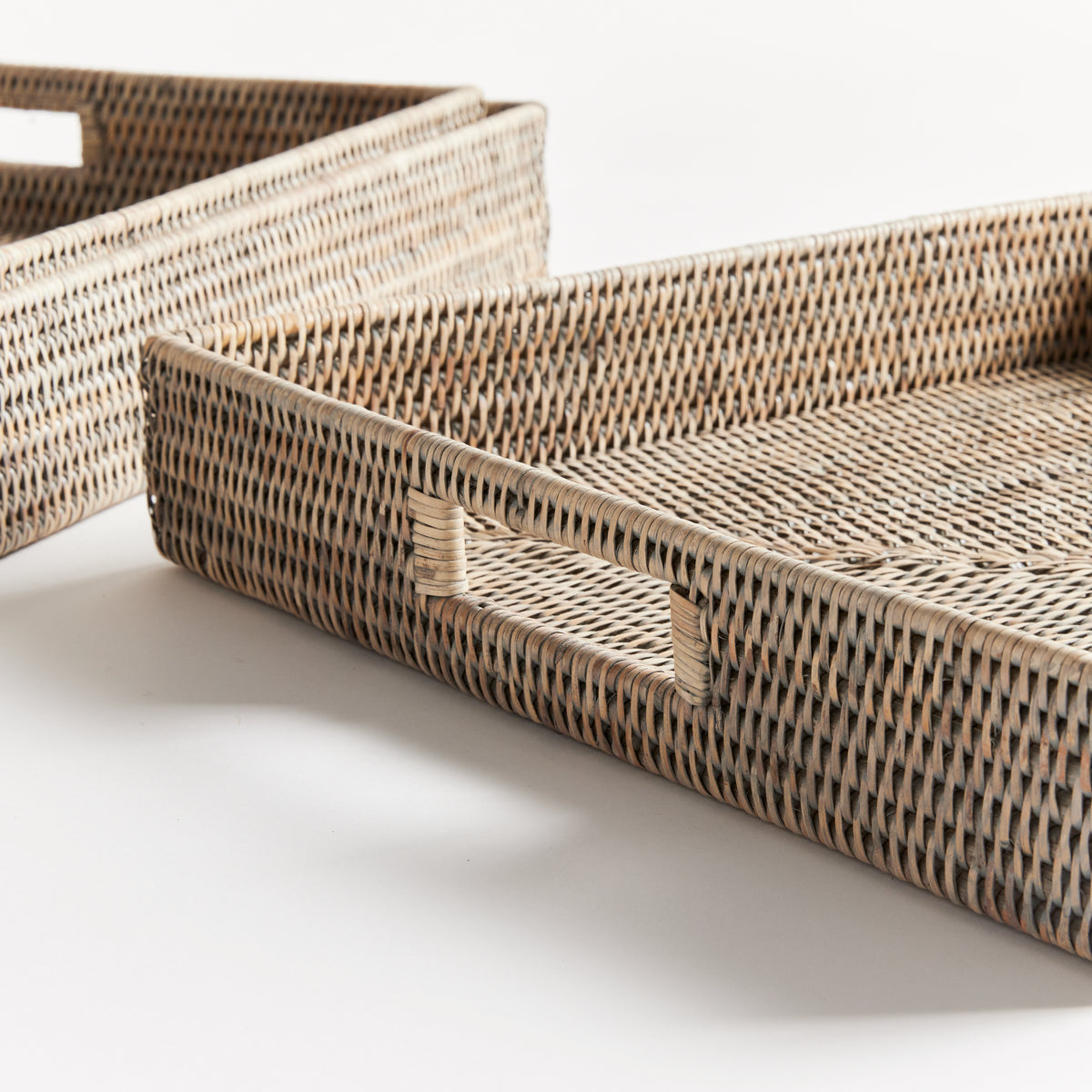 Design Shop Burma Rattan Ottoman Trays, Set Of 3