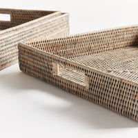 Design Shop Burma Rattan Ottoman Trays, Set Of 3