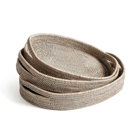 Design Shop Burma Rattan Oval Serving Trays, Set Of 3