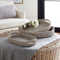 Design Shop Burma Rattan Oval Serving Trays, Set Of 3