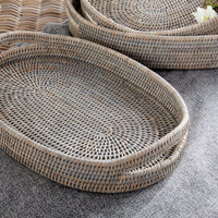 Design Shop Burma Rattan Oval Serving Trays, Set Of 3