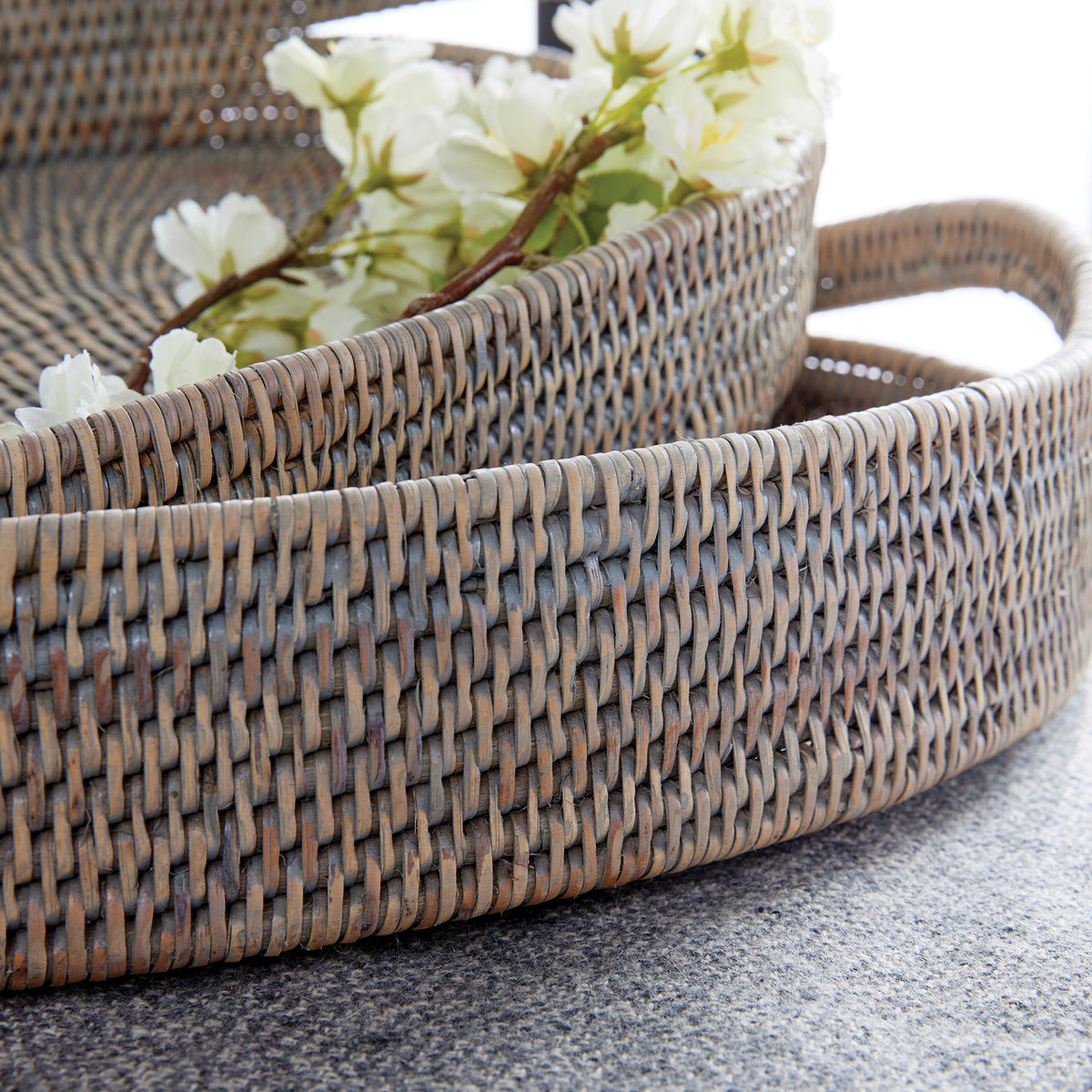 Design Shop Burma Rattan Oval Serving Trays, Set Of 3