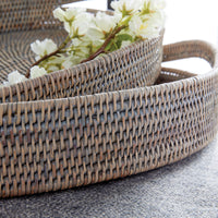 Design Shop Burma Rattan Oval Serving Trays, Set Of 3