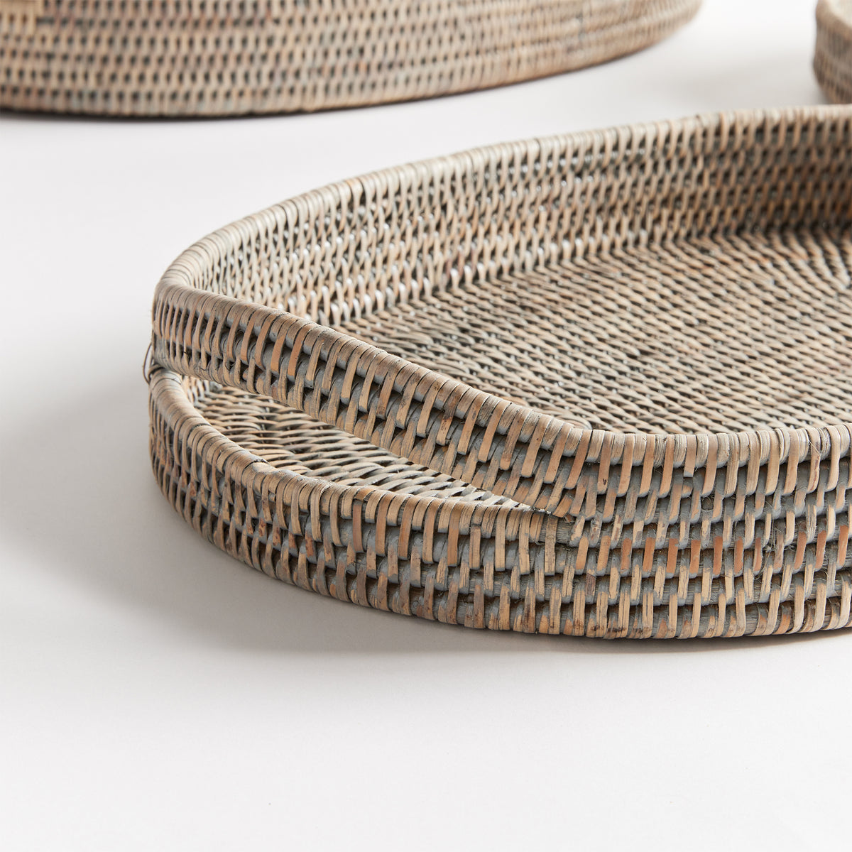 Design Shop Burma Rattan Oval Serving Trays, Set Of 3