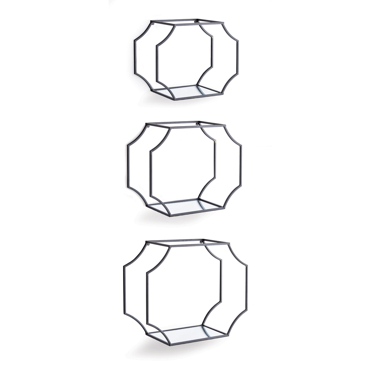 Design Shop Hudson Mirrored Wall Shelves, Set Of 3