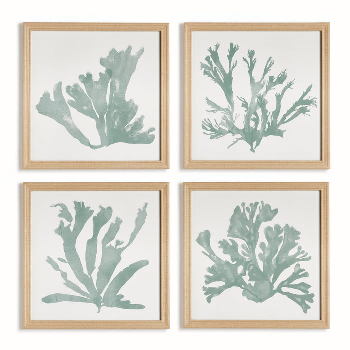 Design Shop Coral Silhouettes In Soft Green, Set Of 4
