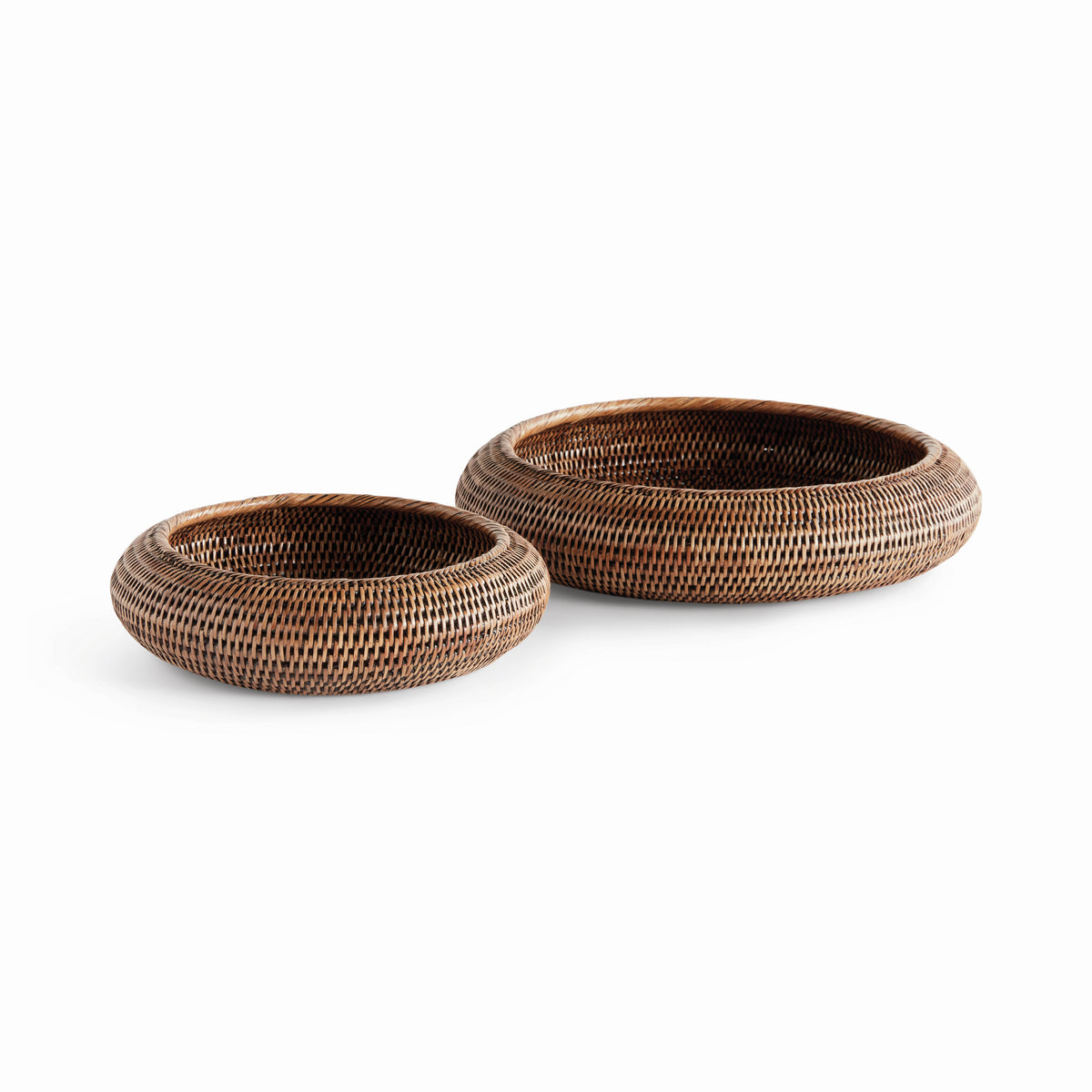 Design Shop Burma Rattan Shallow Display Bowls, Set Of 2