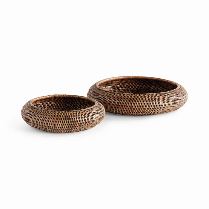 Design Shop Burma Rattan Shallow Display Bowls, Set Of 2