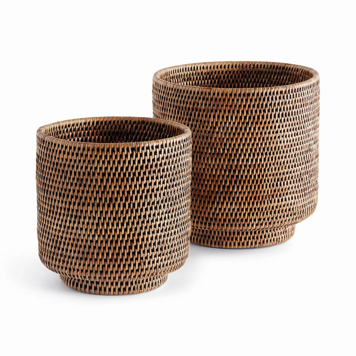 Design Shop Burma Rattan Cachepots Large, Set Of 2