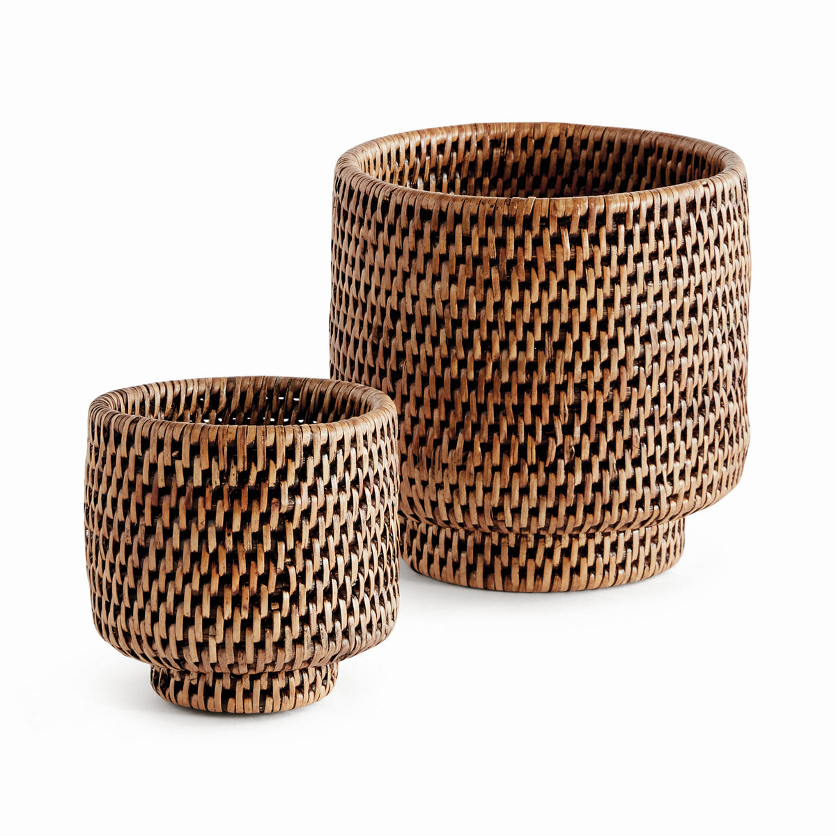 Design Shop Burma Rattan Cachepots Small, Set Of 2