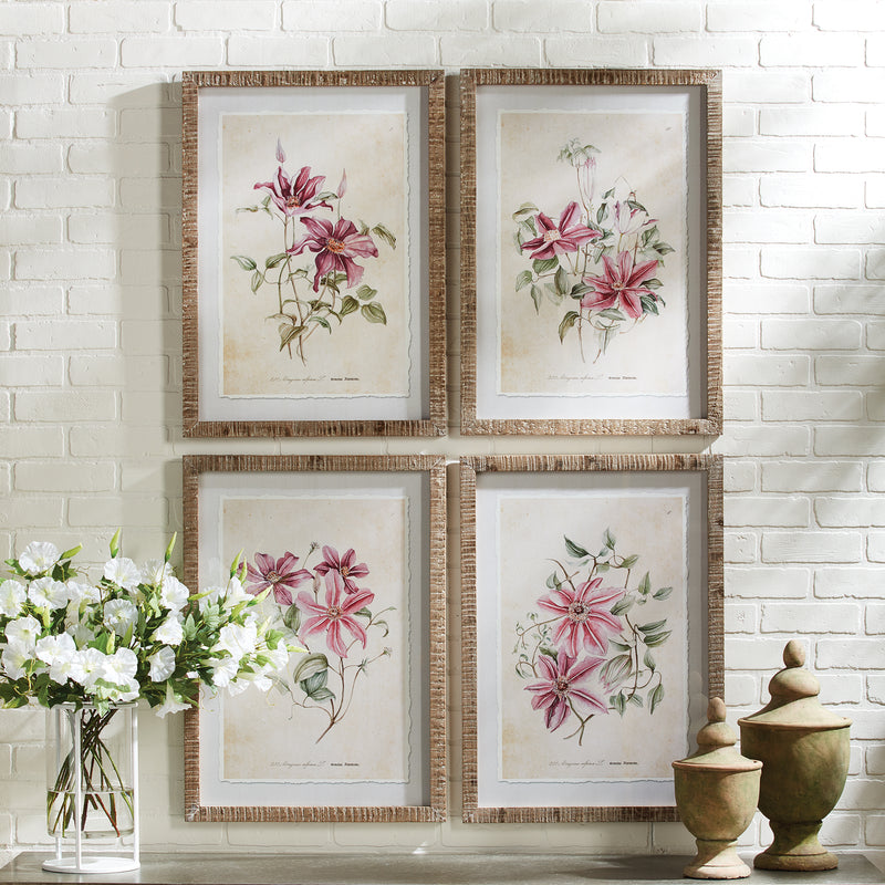 Design Shop Pink Clematis Prints, Set Of 4