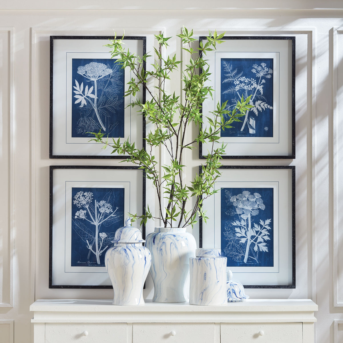 Design Shop Cyanotype Queen Annes Lace Prints, Set Of 4