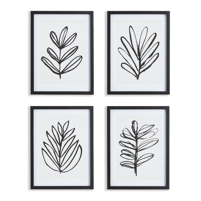 Design Shop Sketched Leaf Prints, Set Of 4