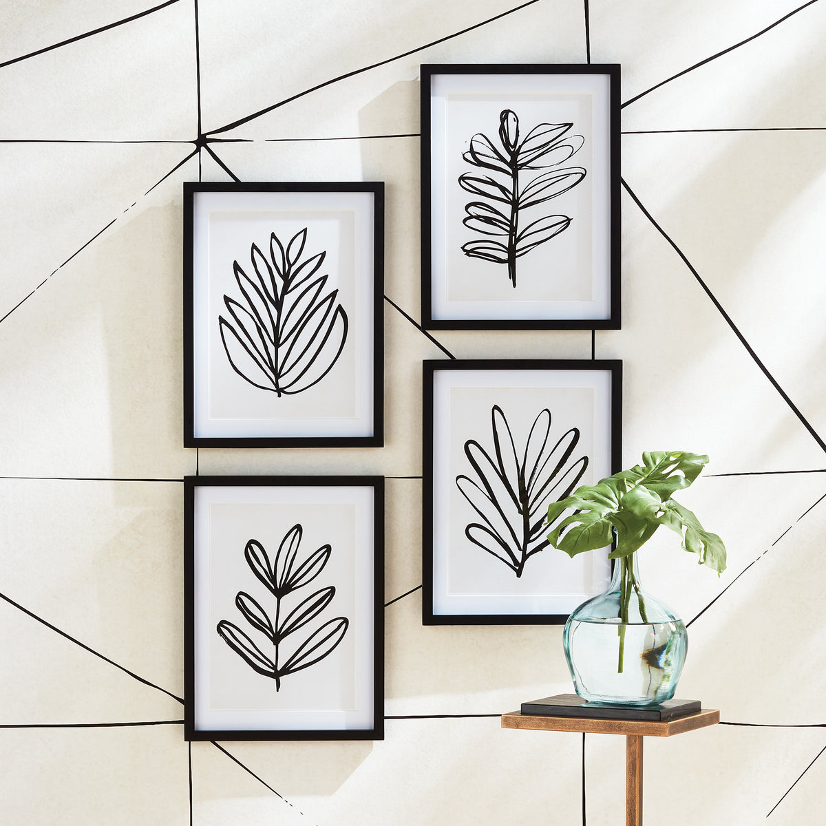 Design Shop Sketched Leaf Prints, Set Of 4