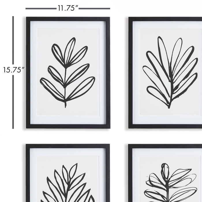Design Shop Sketched Leaf Prints, Set Of 4