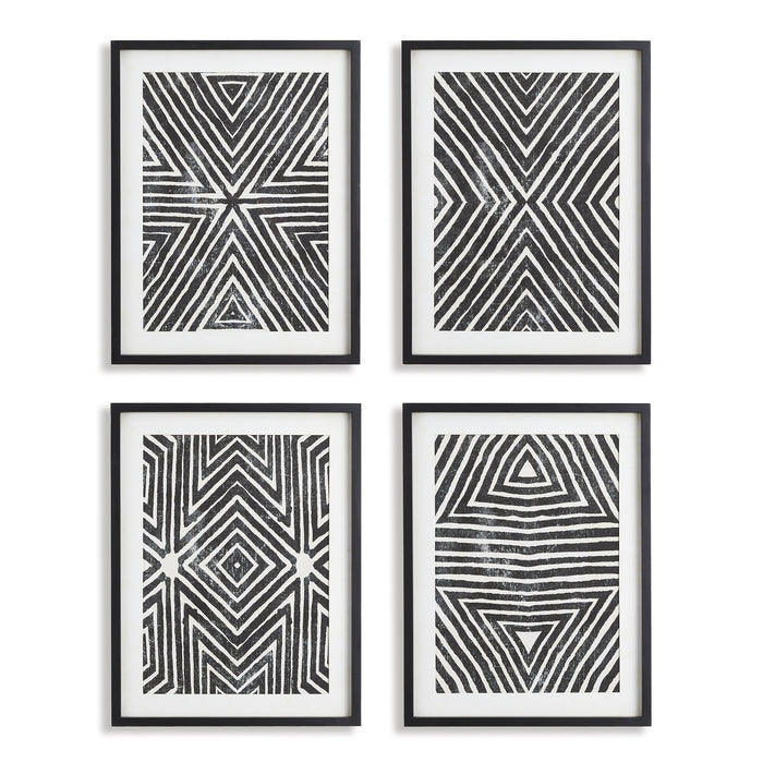 Design Shop Achromatic Geometric Prints, Set Of 4