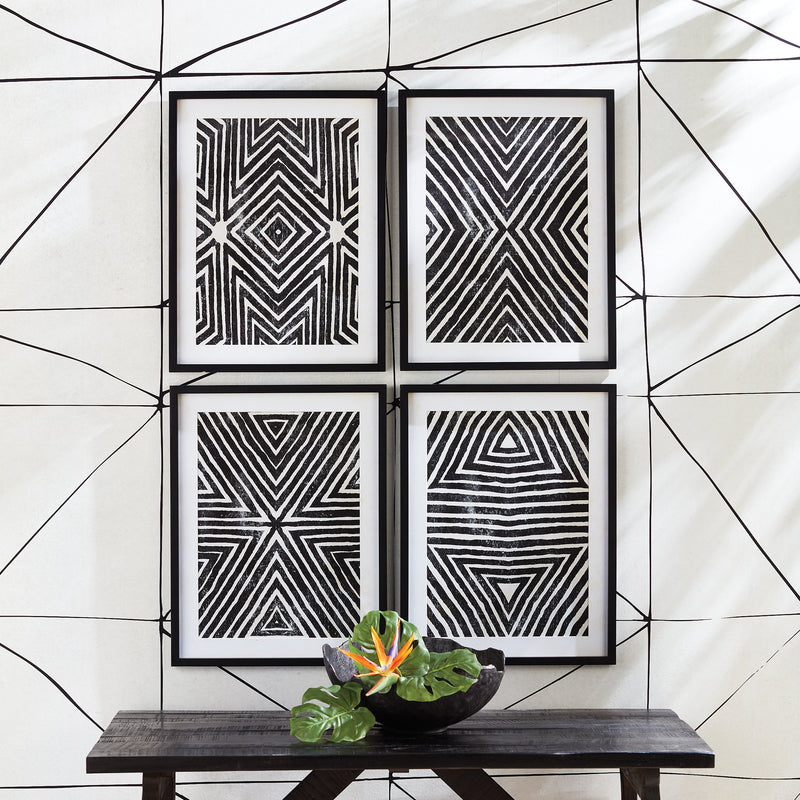 Design Shop Achromatic Geometric Prints, Set Of 4