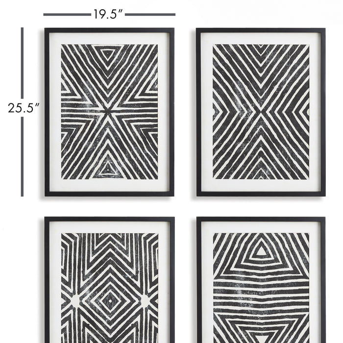 Design Shop Achromatic Geometric Prints, Set Of 4