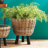 Design Shop Woven Rattan Dry Basket Plant Riser 21.25"