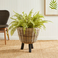 Design Shop Woven Rattan Dry Basket Plant Riser 21.25"
