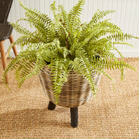 Design Shop Woven Rattan Dry Basket Plant Riser 21.25"