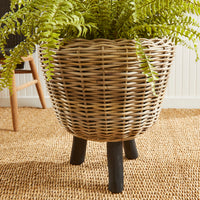Design Shop Woven Rattan Dry Basket Plant Riser 21.25"