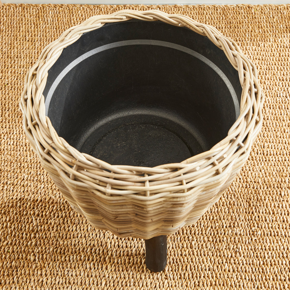 Design Shop Woven Rattan Dry Basket Plant Riser 21.25"