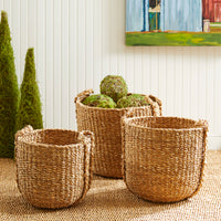 Design Shop Seagrass Round Drum Baskets, Set Of 3