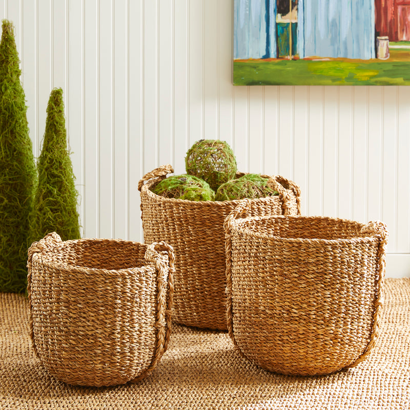 Design Shop Seagrass Round Drum Baskets, Set Of 3