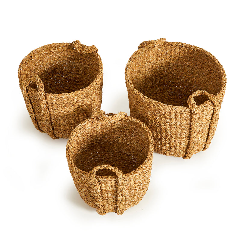 Design Shop Seagrass Round Drum Baskets, Set Of 3