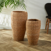 Design Shop Seagrass Tall Round Planters, Set Of 2