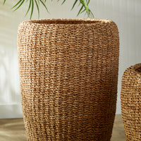 Design Shop Seagrass Tall Round Planters, Set Of 2