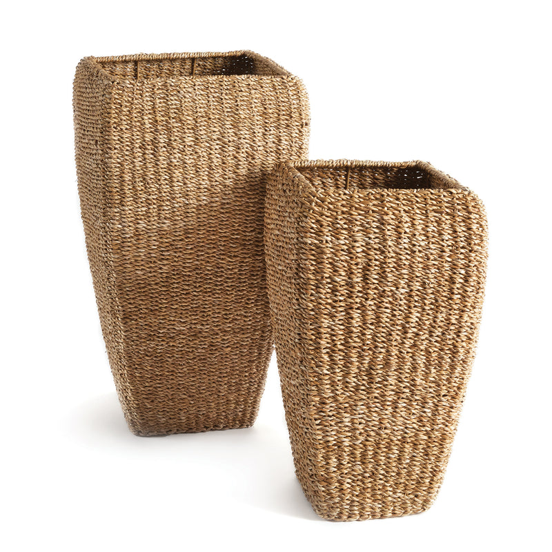 Design Shop Seagrass Tall Square Planters, Set Of 2