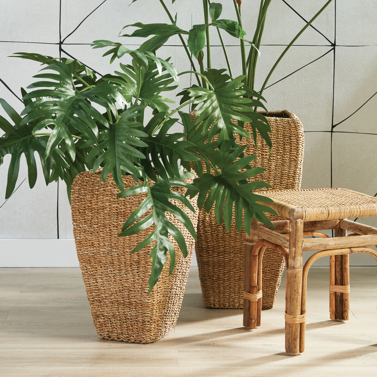 Design Shop Seagrass Tall Square Planters, Set Of 2