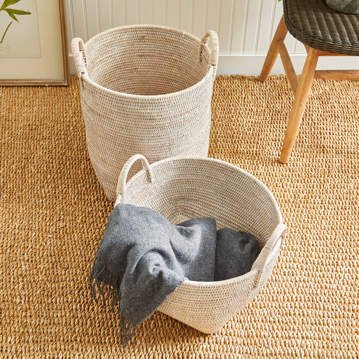 Design Shop Burma Rattan Orchard Baskets, Set Of 2