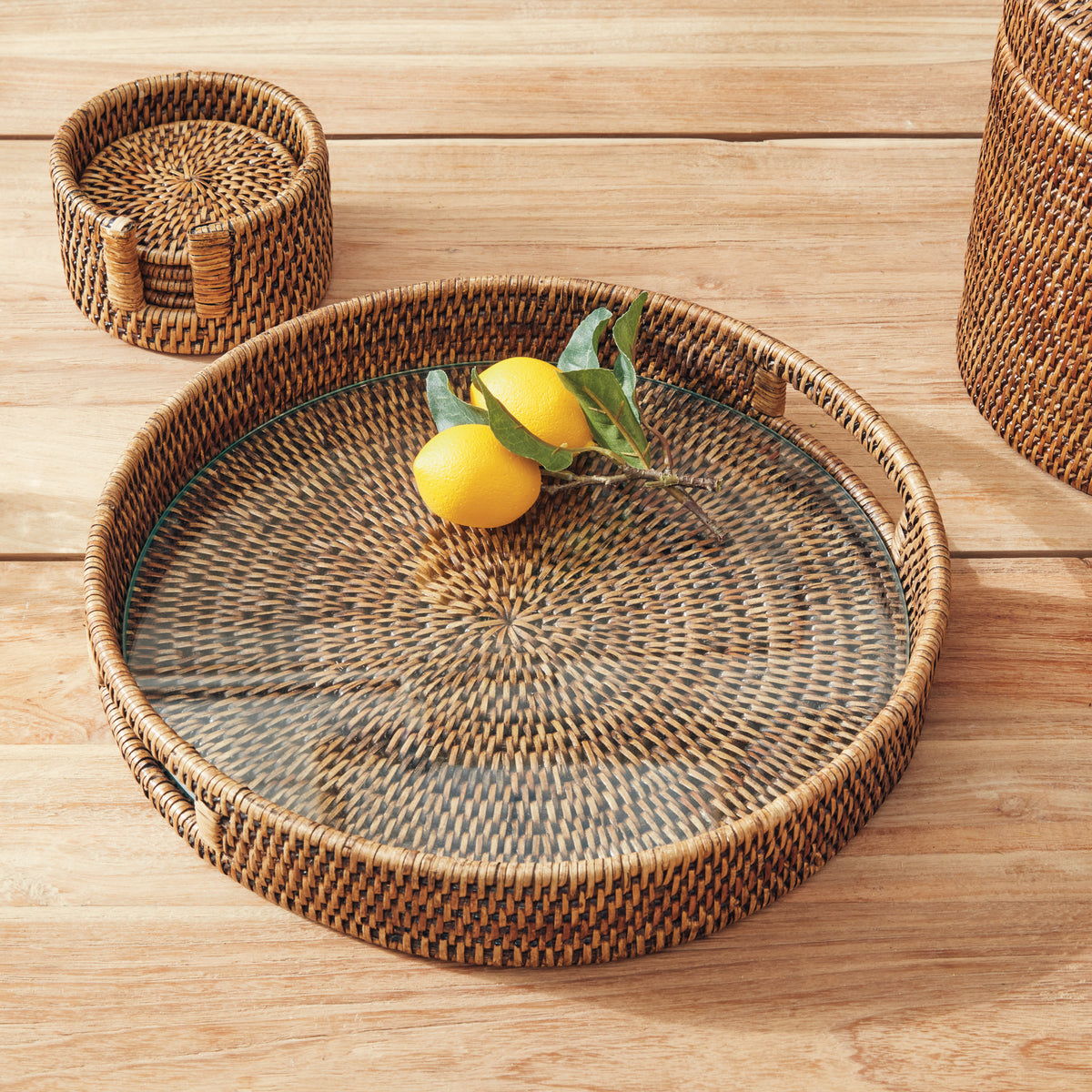 Design Shop Burma Rattan Round Serving Tray