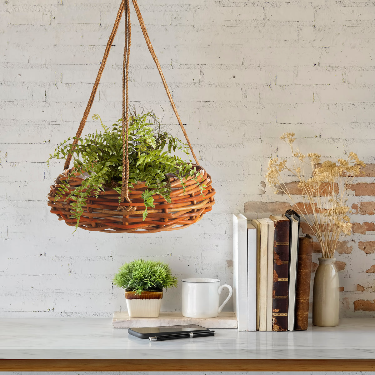 Design Shop Rattan Hanging Basket