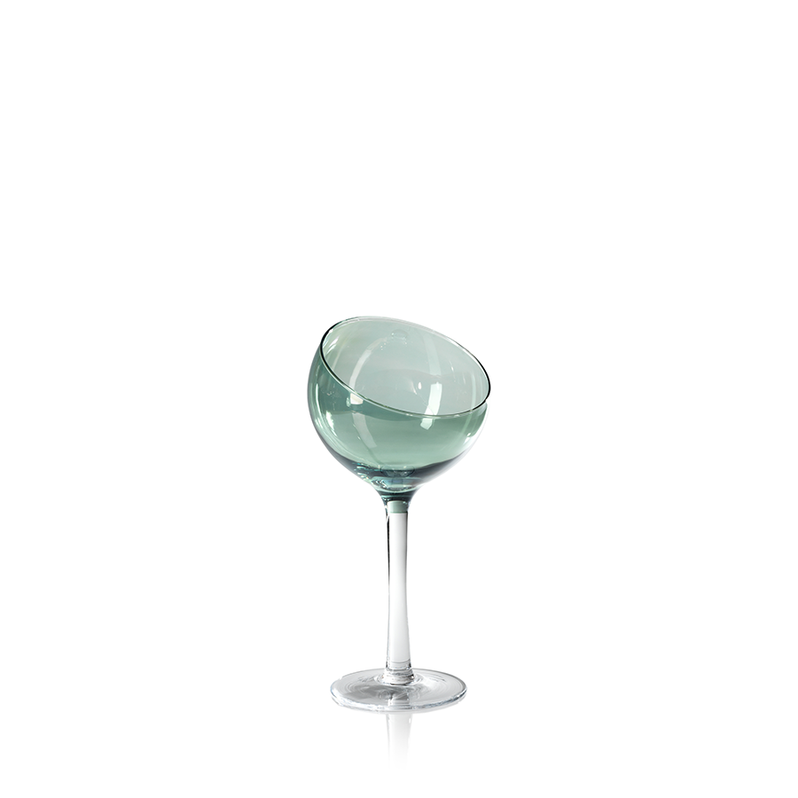 Zodax 11.75-Inch Tall Slope Cut Clear Bowl on Stem, Green Luster