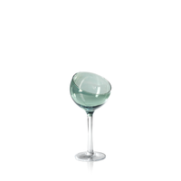 Zodax 11.75-Inch Tall Slope Cut Clear Bowl on Stem, Green Luster
