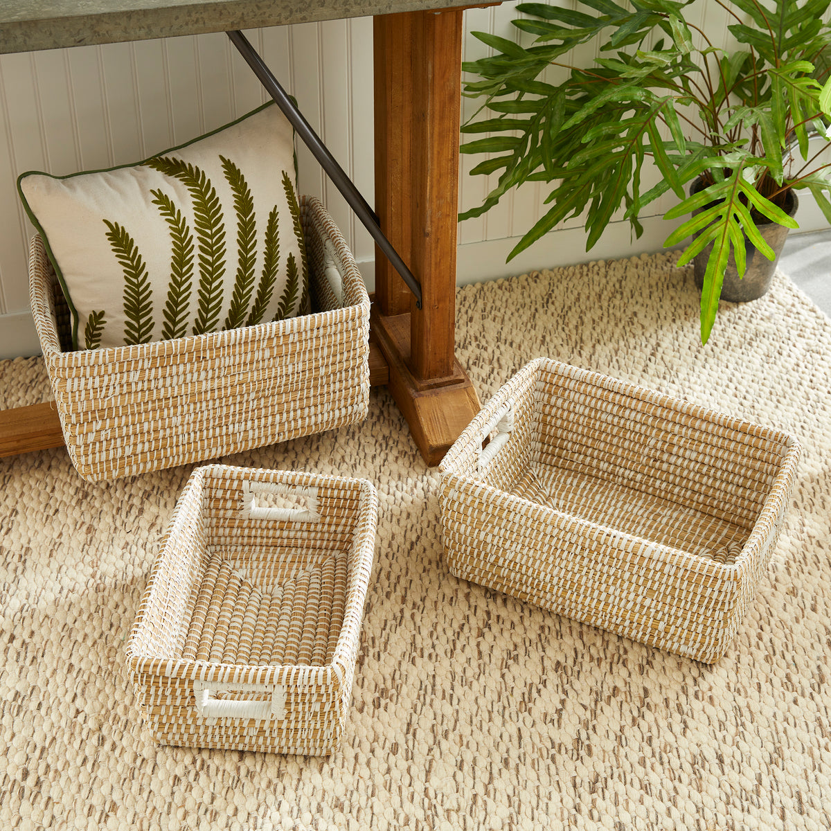 Design Shop Rivergrass Rectangular Storage Baskets, Set Of 3