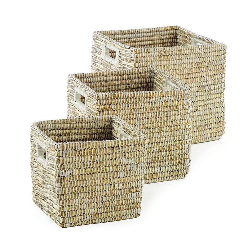 Design Shop Rivergrass Square Baskets With Handles, Set Of 3