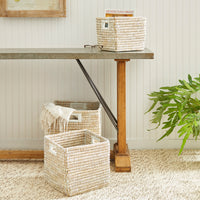 Design Shop Rivergrass Square Baskets With Handles, Set Of 3