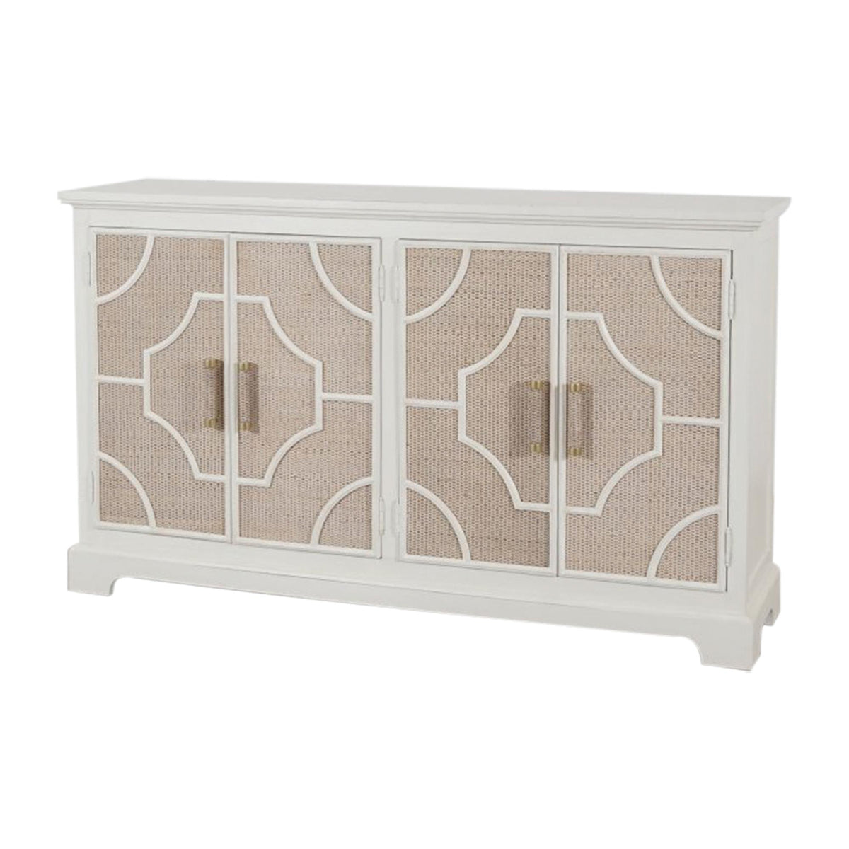 Design Shop Lillian 4-Door Rattan Sideboard, White and Natural, 62"W