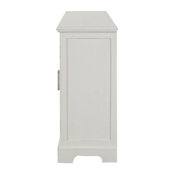 Design Shop Lillian 4-Door Rattan Sideboard, White and Natural, 62"W