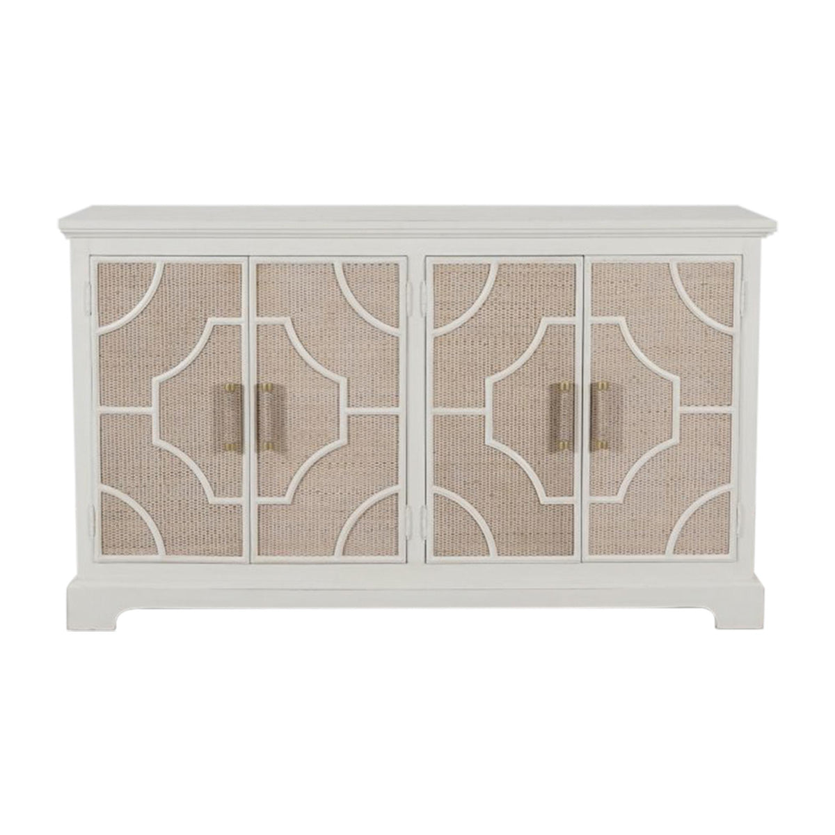 Design Shop Lillian 4-Door Rattan Sideboard, White and Natural, 62"W