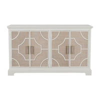 Design Shop Lillian 4-Door Rattan Sideboard, White and Natural, 62"W