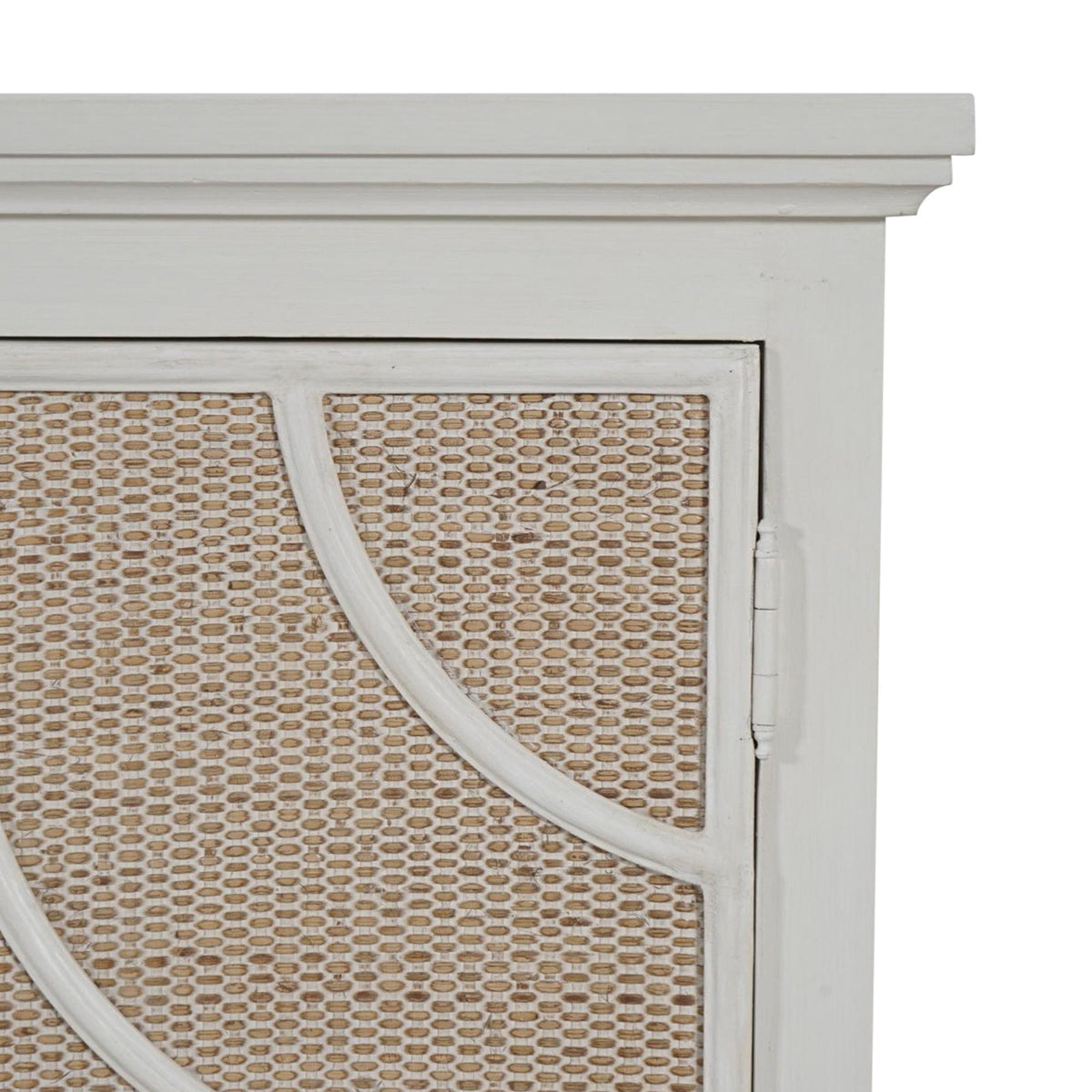 Design Shop Lillian 4-Door Rattan Sideboard, White and Natural, 62"W