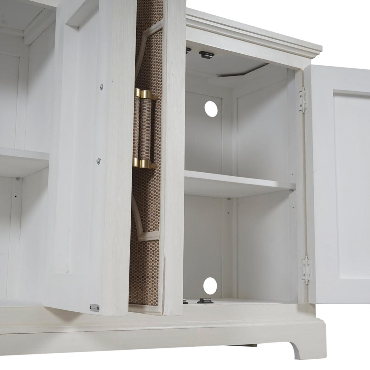 Design Shop Lillian 4-Door Rattan Sideboard, White and Natural, 62"W